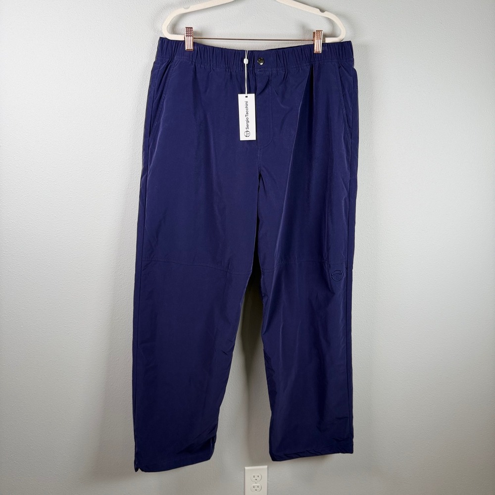Sergio Tacchini Nico Track Pant Mens XL Eclipse Blue Mesh Lining Drawcord Hem